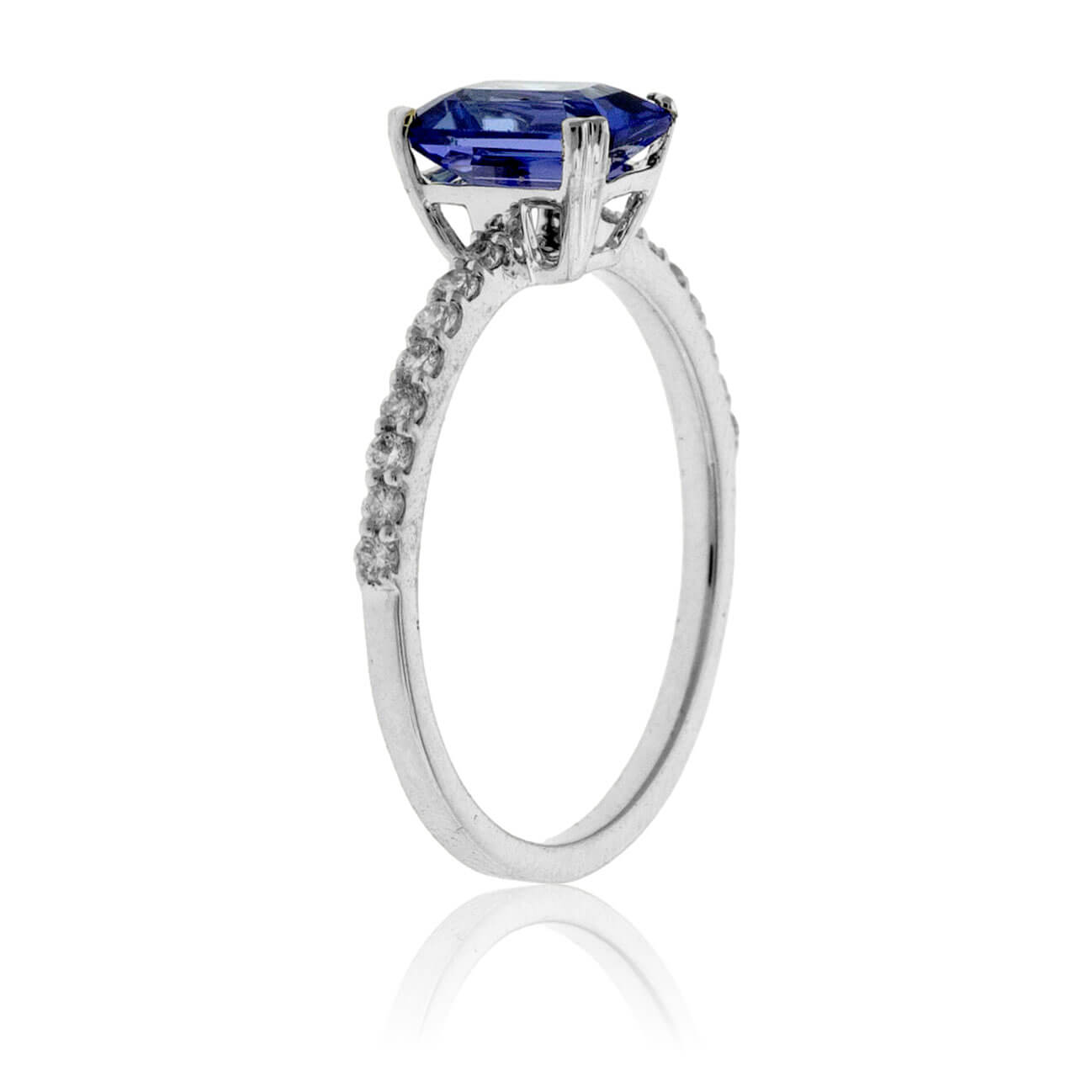 Emerald-Cut Tanzanite and Diamond Lined Ring - Park City Jewelers