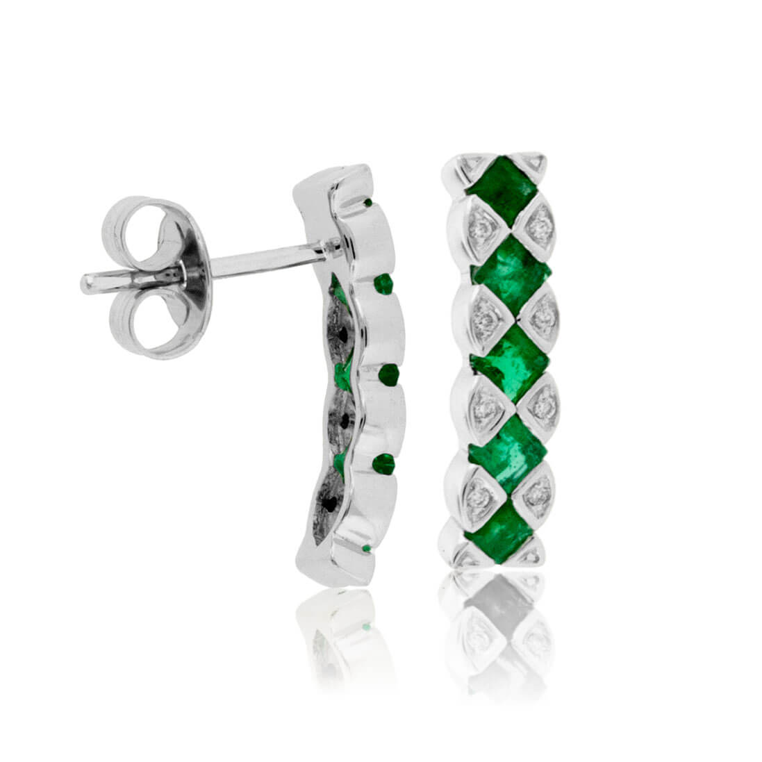 Emerald & Diamond Lined Drop Earrings - Park City Jewelers