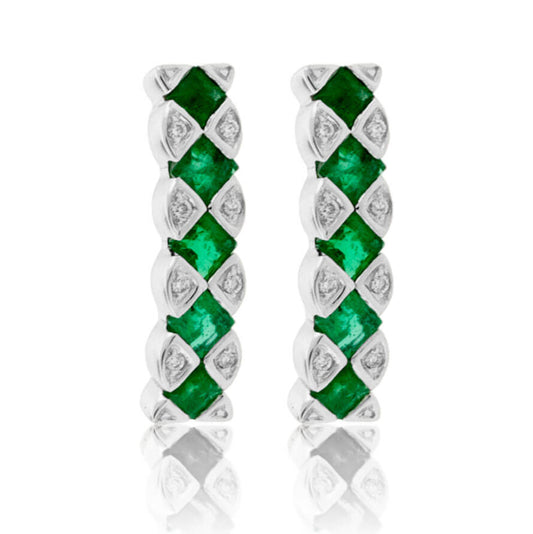 Emerald & Diamond Lined Drop Earrings - Park City Jewelers