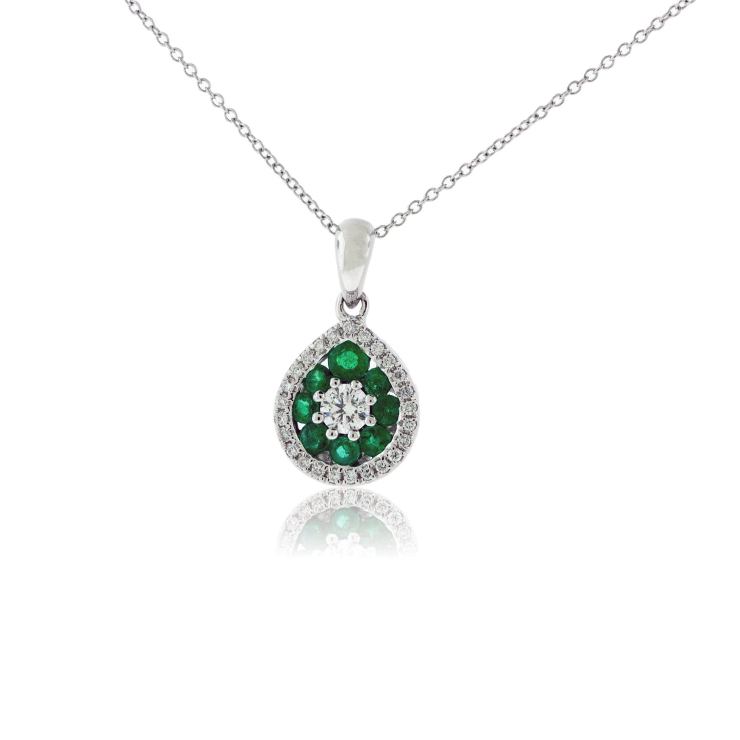 Emerald & Diamond Tear Drop Shaped Pendant - Park City Jewelers
