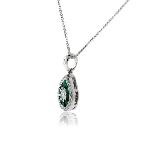 Emerald & Diamond Tear Drop Shaped Pendant - Park City Jewelers