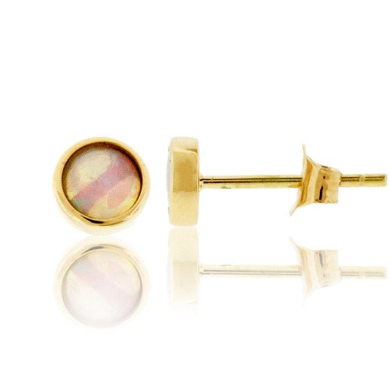Ethiopian Opal Button Stud Earrings - Park City Jewelers