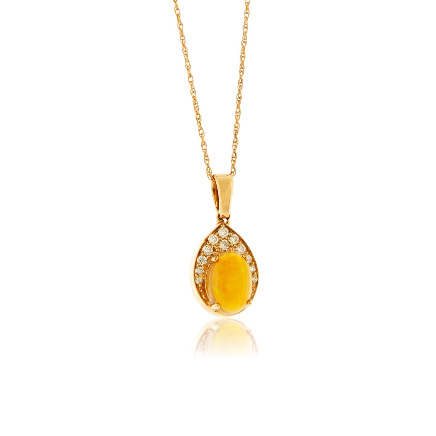 Ethiopian Opal Contemporary Diamond Semi Halo Rose Gold Pendant - Park City Jewelers