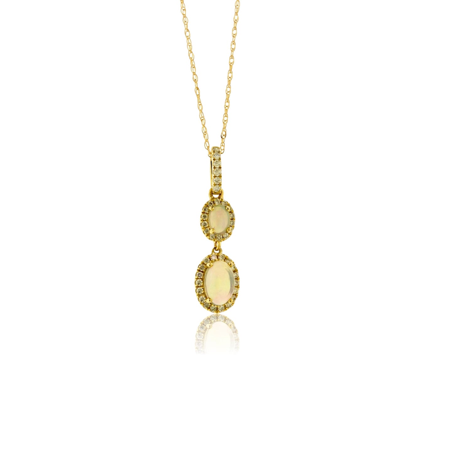 Ethiopian Opal Double Diamond Halo Pendant - Park City Jewelers