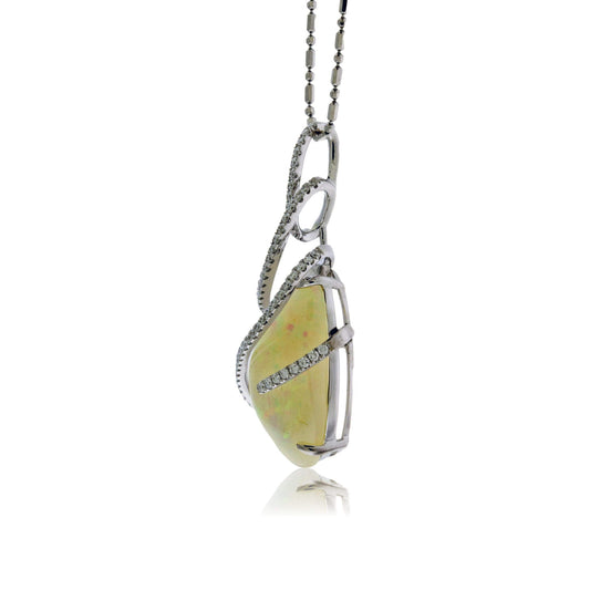 Ethiopian Opal Draped with Diamonds Pendant - Park City Jewelers