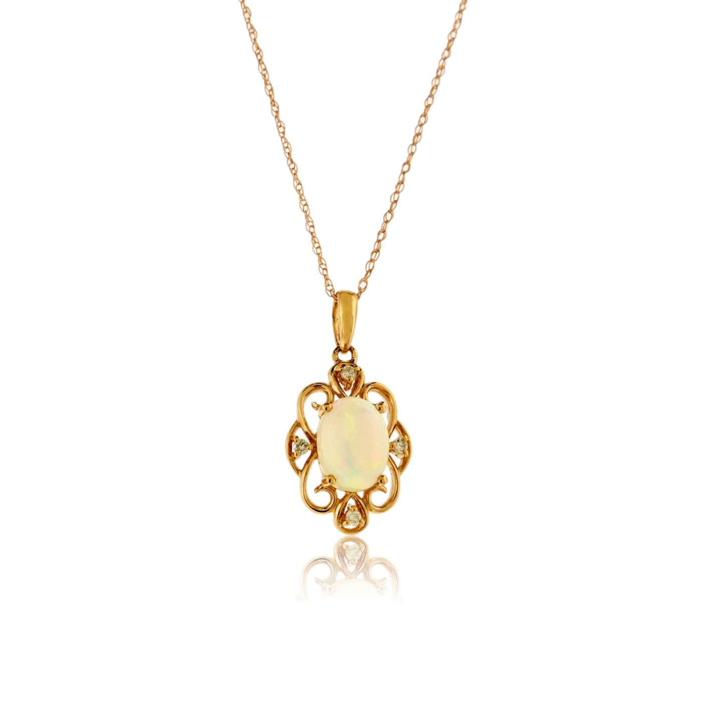 Ethiopian Opal Intricate Design Rose Gold Pendant - Park City Jewelers
