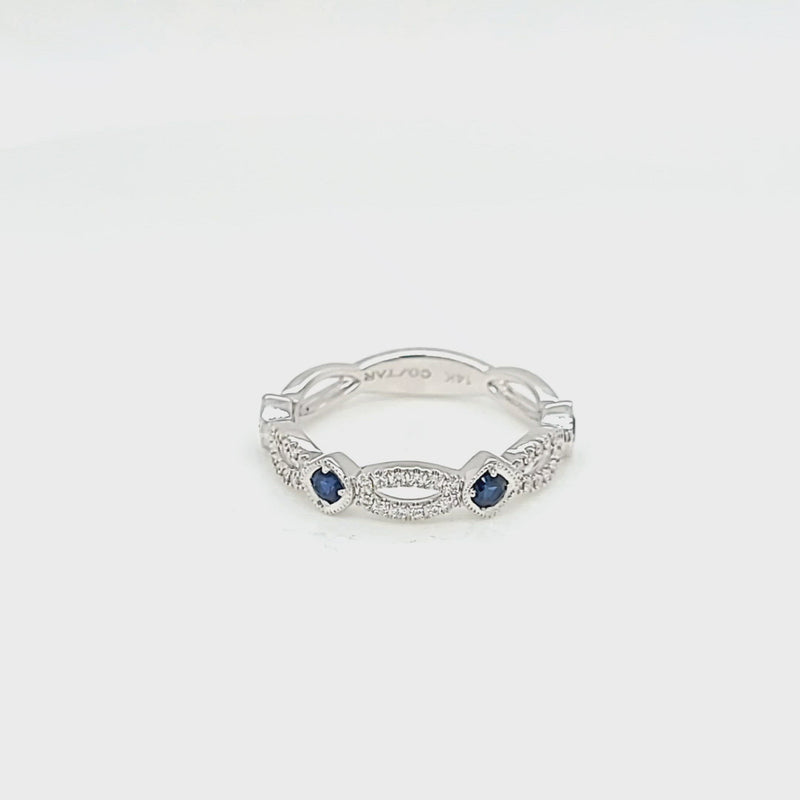 Sapphire Accented Diamond Band