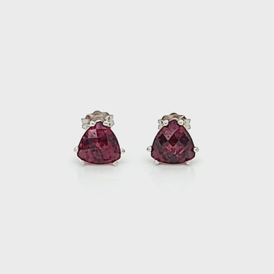 Trillion Garnet Stud Earrings