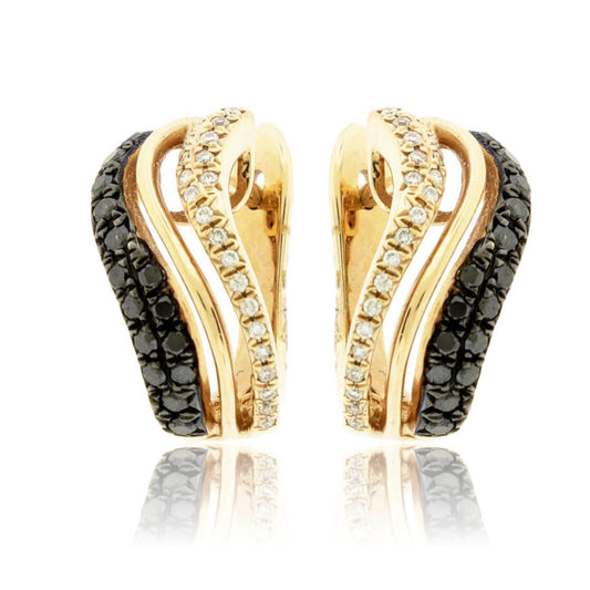 Fancy Color Black Diamond & Diamond Hoop Style Earrings - Park City Jewelers