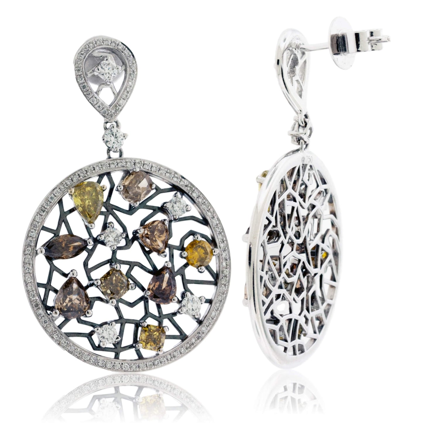 Fancy Color Diamond Circle Dangle Earrings - Park City Jewelers