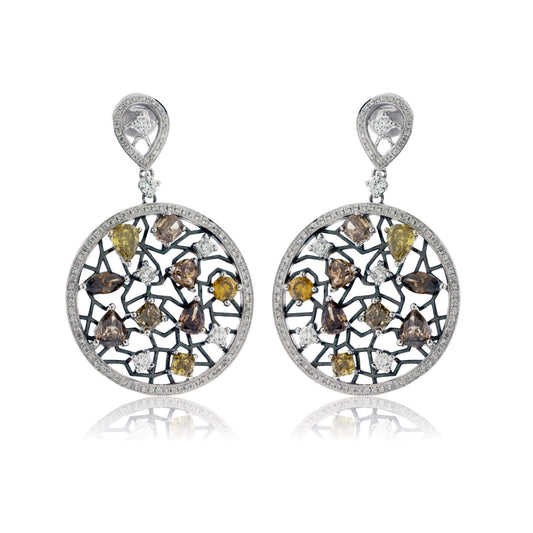 Fancy Color Diamond Circle Dangle Earrings - Park City Jewelers