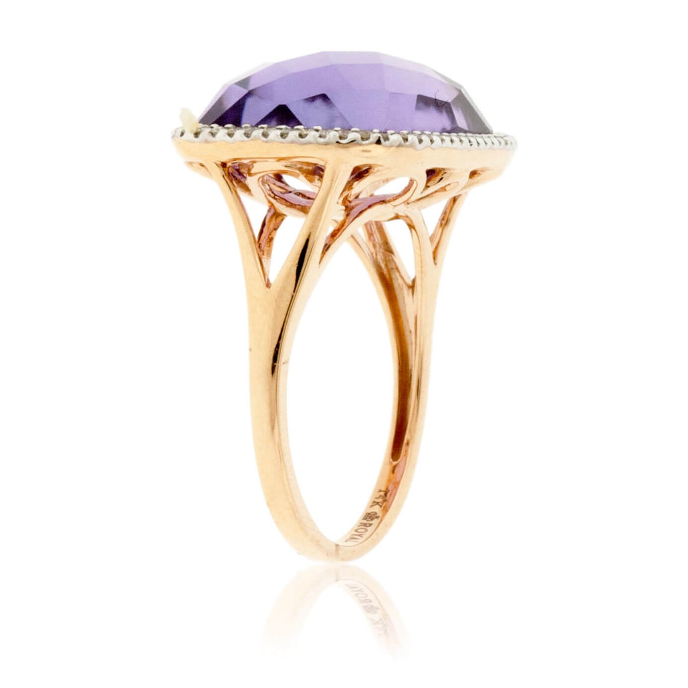 Fancy Cut Amethyst and Diamond Halo Ring - Park City Jewelers