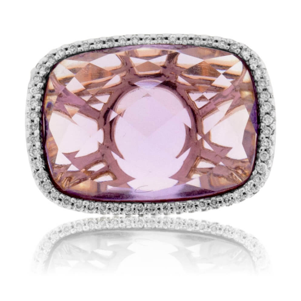Fancy Cut Amethyst and Diamond Halo Ring - Park City Jewelers