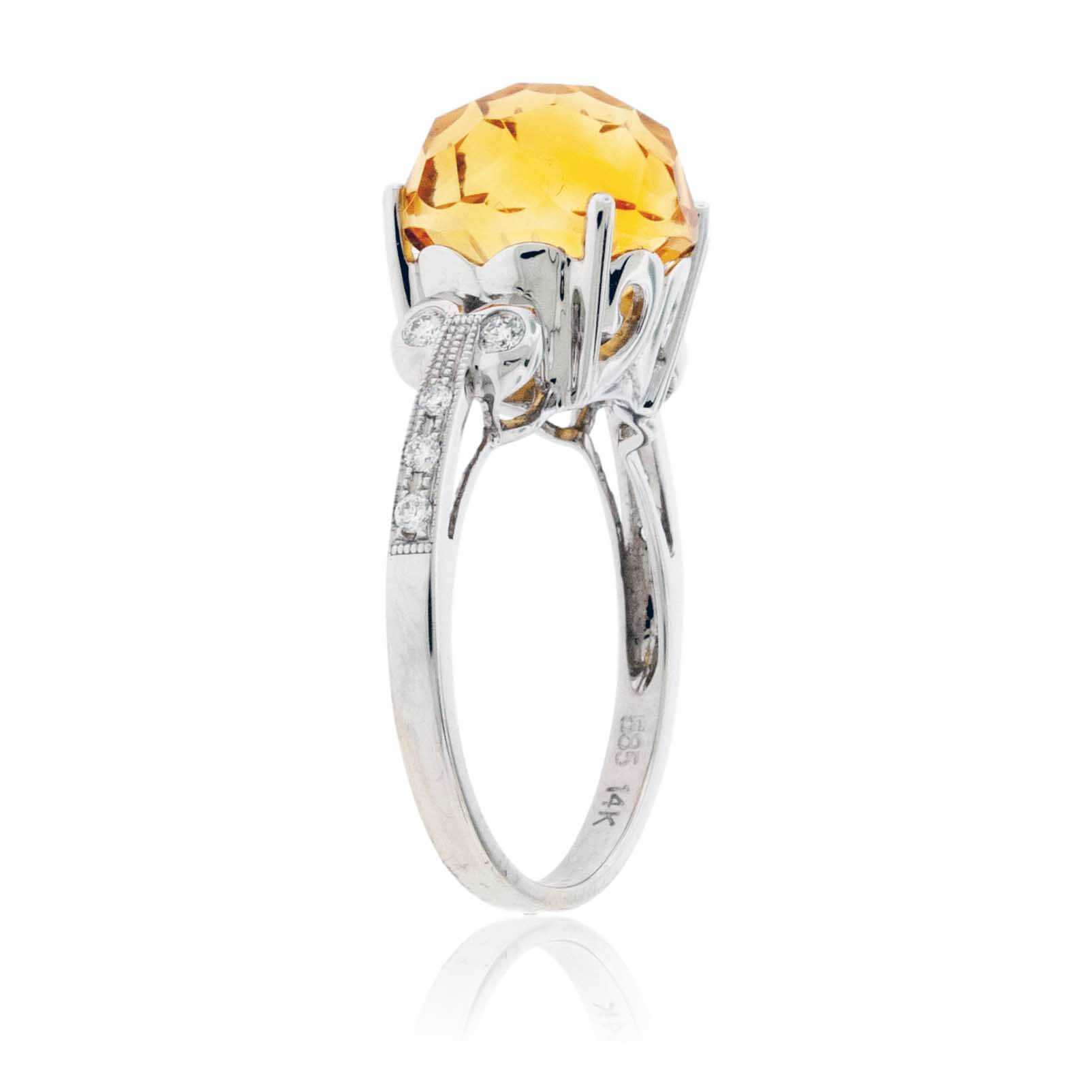 Fancy Cut Beautiful Citrine & Diamond Ring - Park City Jewelers
