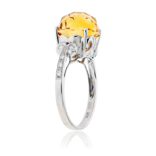 Fancy Cut Beautiful Citrine & Diamond Ring - Park City Jewelers