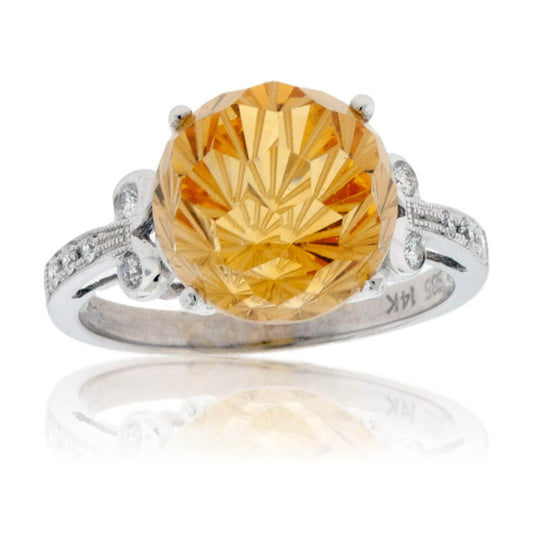 Fancy Cut Beautiful Citrine & Diamond Ring - Park City Jewelers