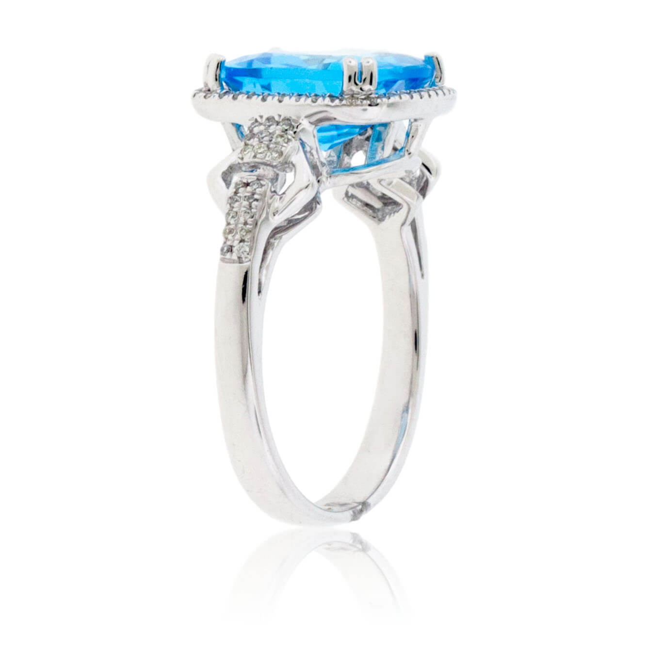Fancy Cut Blue Topaz & Diamond Halo Style Ring - Park City Jewelers