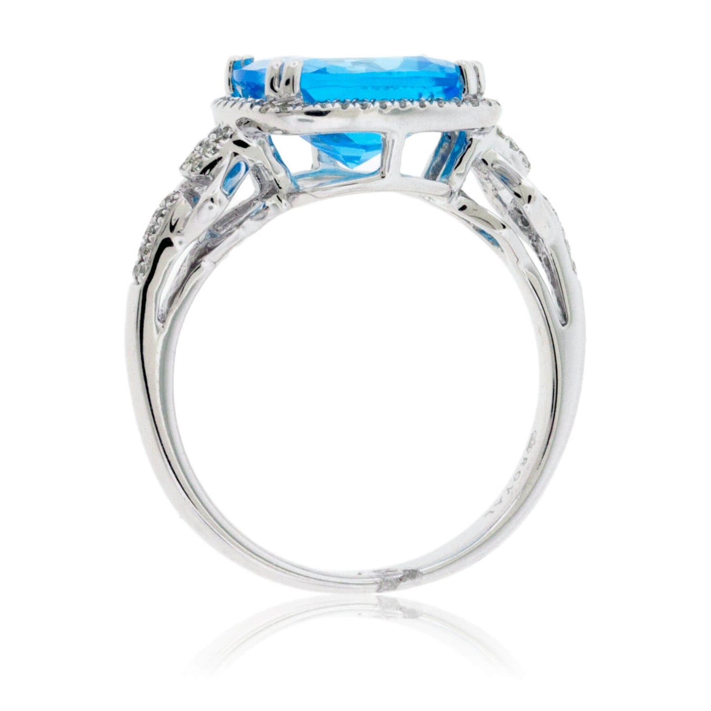 Fancy Cut Blue Topaz & Diamond Halo Style Ring - Park City Jewelers