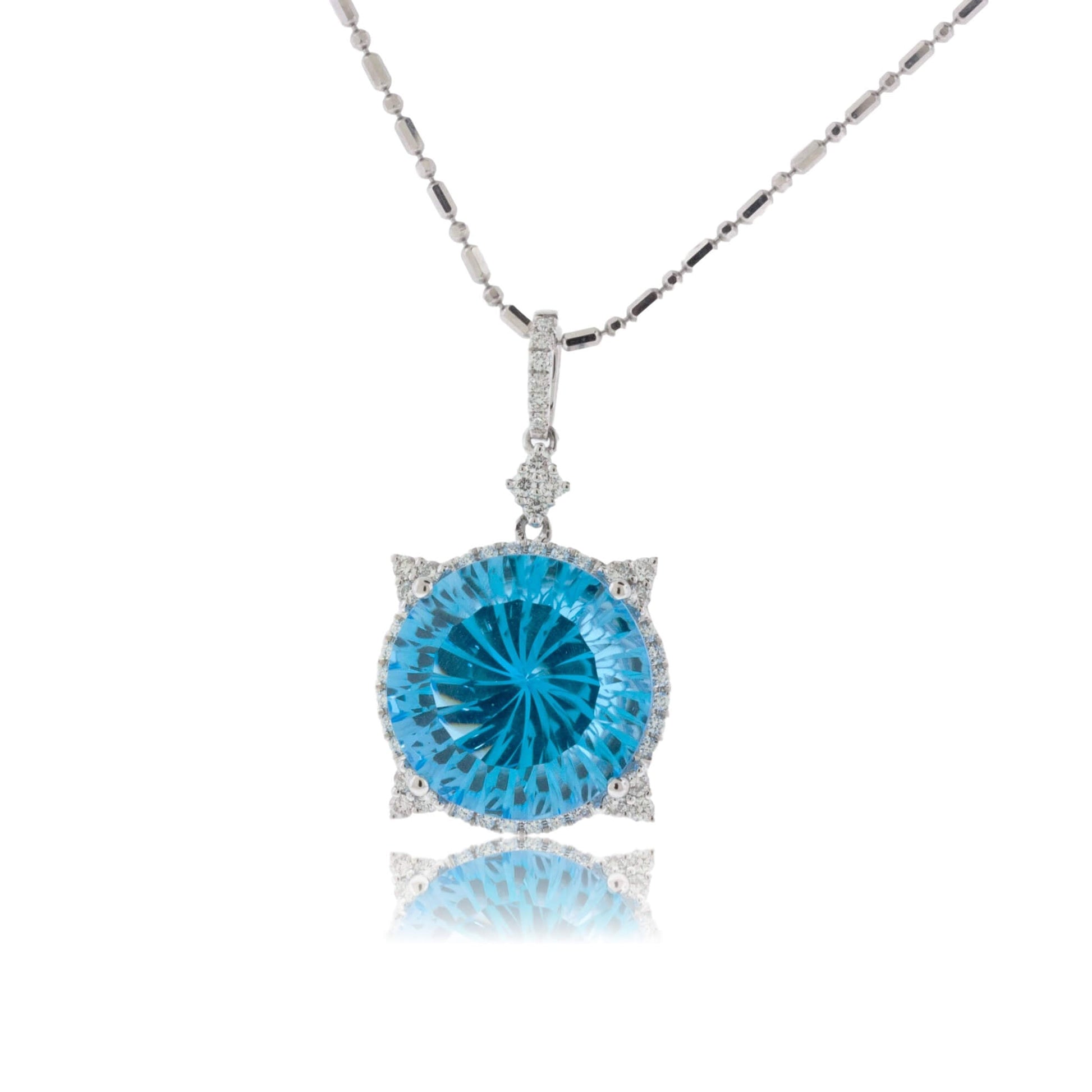 Fancy Cut Blue Topaz & Diamond Pendant - Park City Jewelers