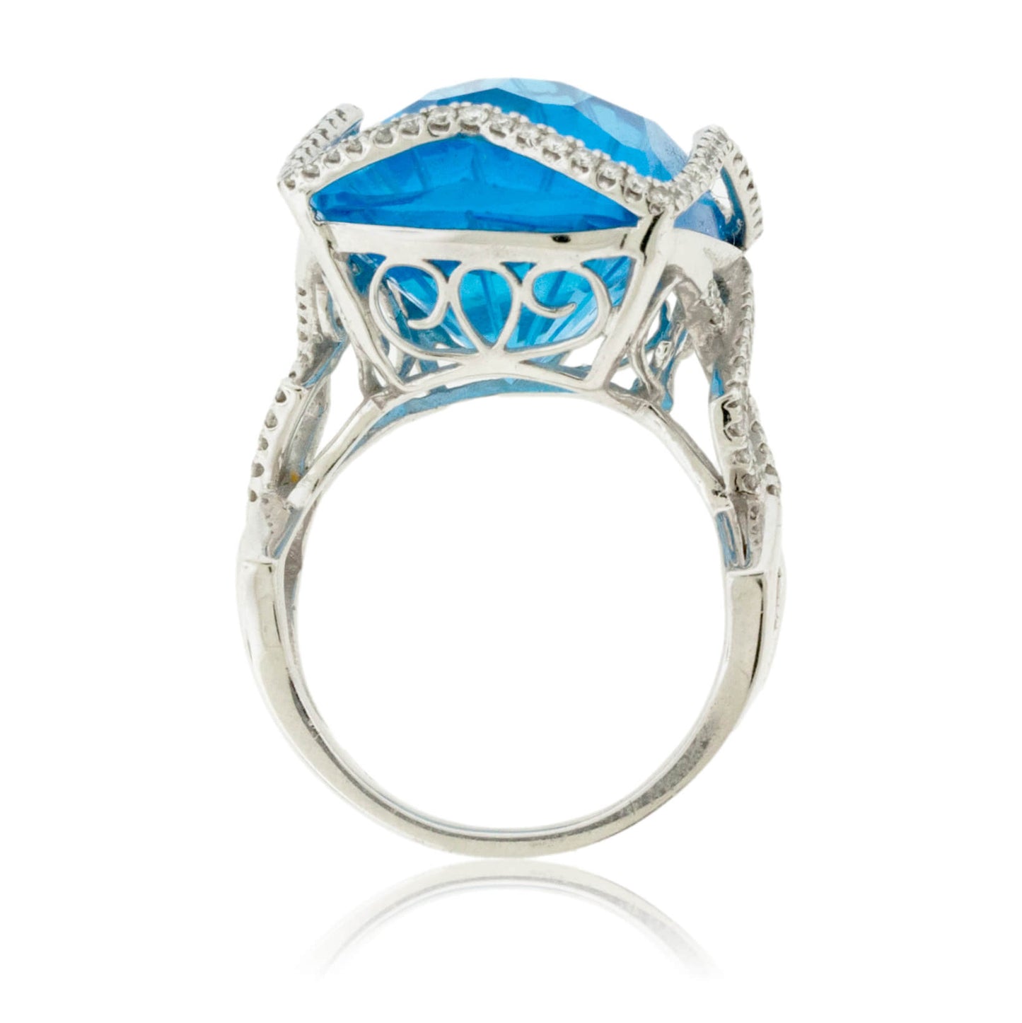 Fancy Cut Blue Topaz with Diamond Accents Ring - Park City Jewelers