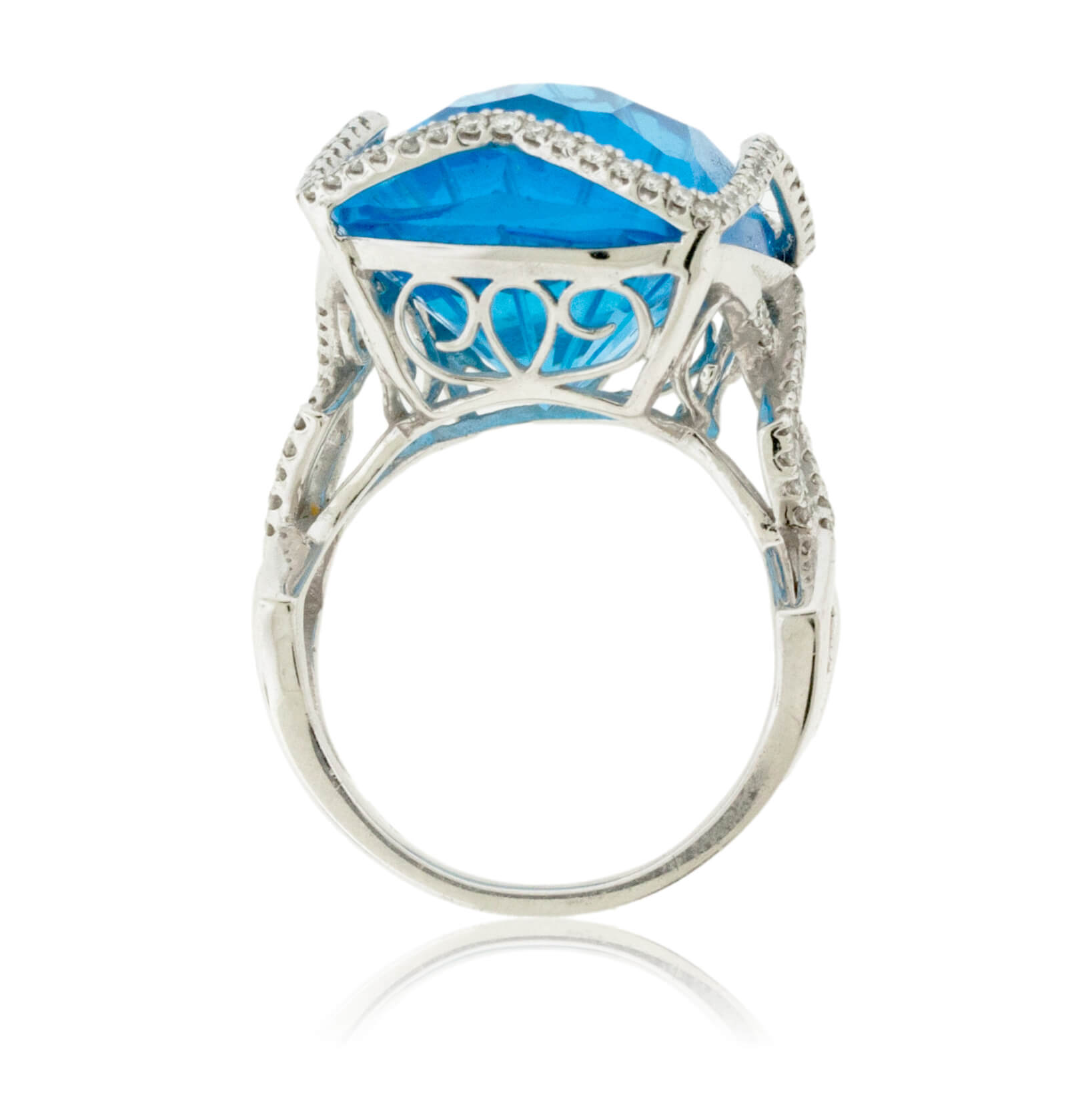 Fancy Cut Blue Topaz with Diamond Accents Ring - Park City Jewelers