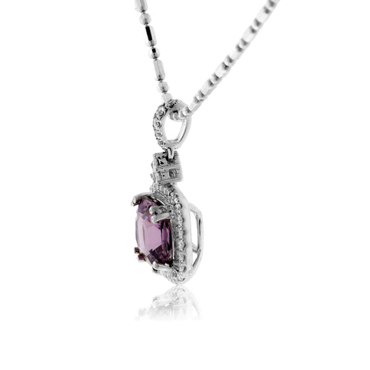 Fancy Cut Burma Spinel & Diamond Halo Drop Pendant - Park City Jewelers