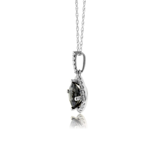 Fancy Cut Burma Spinel & Diamond Halo Drop Pendant - Park City Jewelers