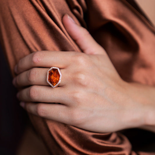 Fancy Cut Citrine and Diamond Halo Ring - Park City Jewelers