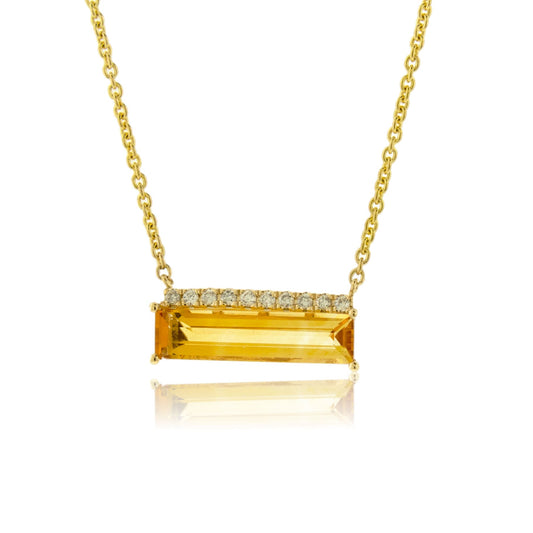 Fancy Cut Citrine & Diamond Pendant w/Chain - Park City Jewelers