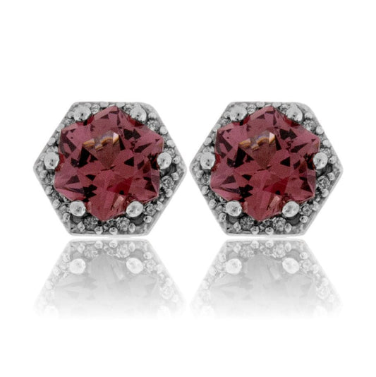 Fancy Cut Garnet Earrings with Diamond Halo - Park City Jewelers