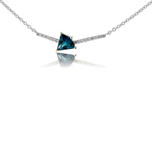 Fancy Cut London Blue Topaz & Diamond Geometric Pendant with Chain - Park City Jewelers