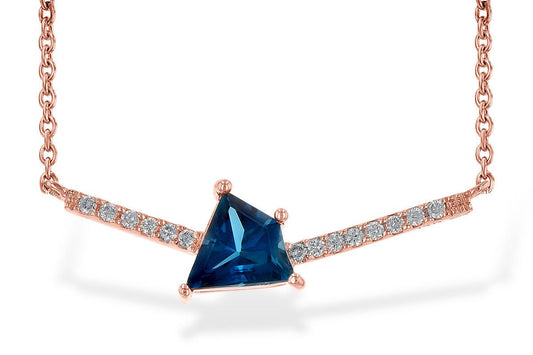 Fancy Cut London Blue Topaz & Diamond Geometric Pendant with Chain - Park City Jewelers