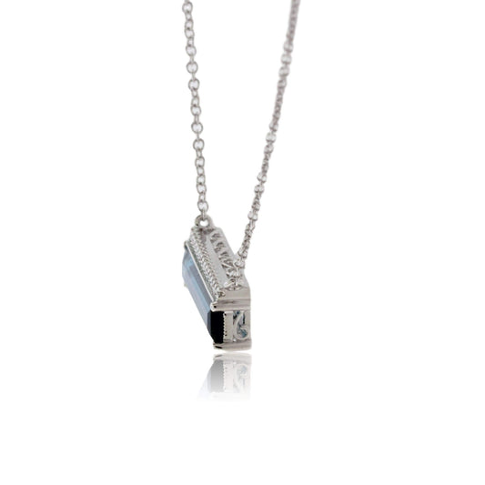 Fancy Cut London Blue Topaz & Diamond Geometric Pendant with Chain - Park City Jewelers