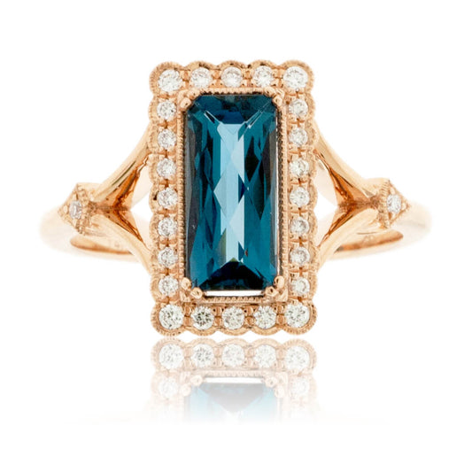 Fancy Cut London Blue Topaz Milgrain Style Ring - Park City Jewelers