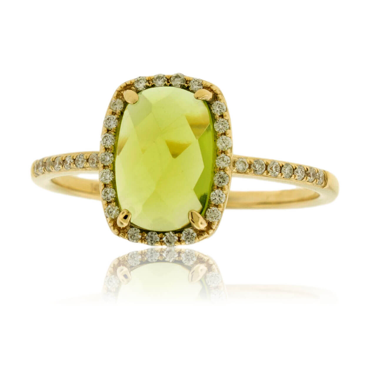 Fancy Cut Peridot and Diamond Halo Ring - Park City Jewelers