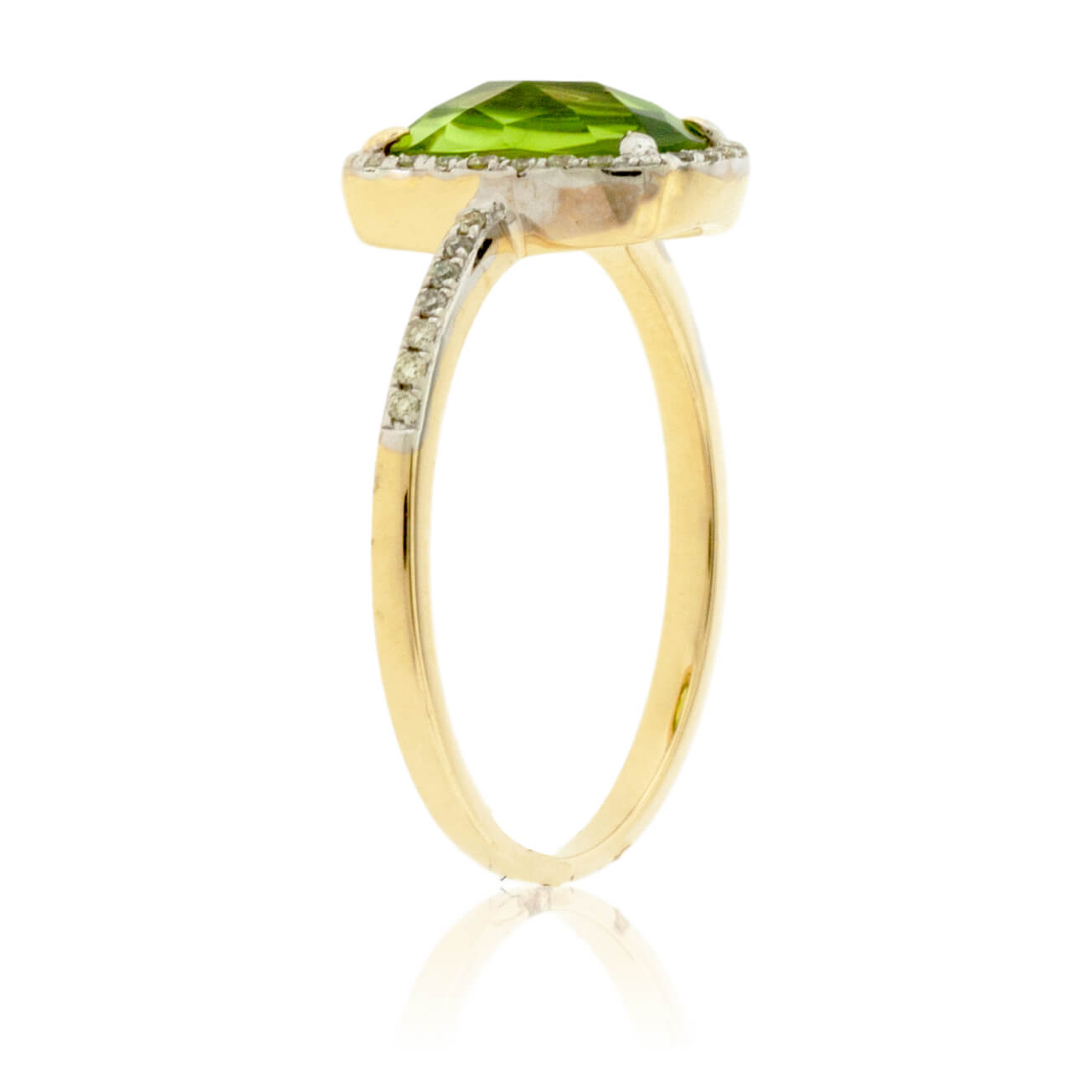 Fancy Cut Peridot and Diamond Halo Ring - Park City Jewelers