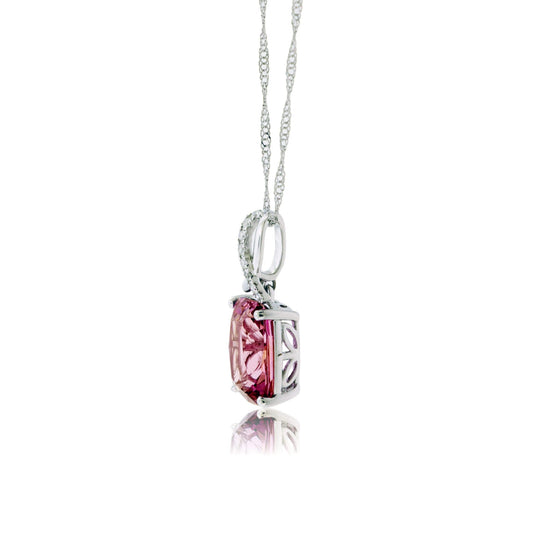 Fancy Cut Pink Spinel & Diamond Accented Pendant - Park City Jewelers