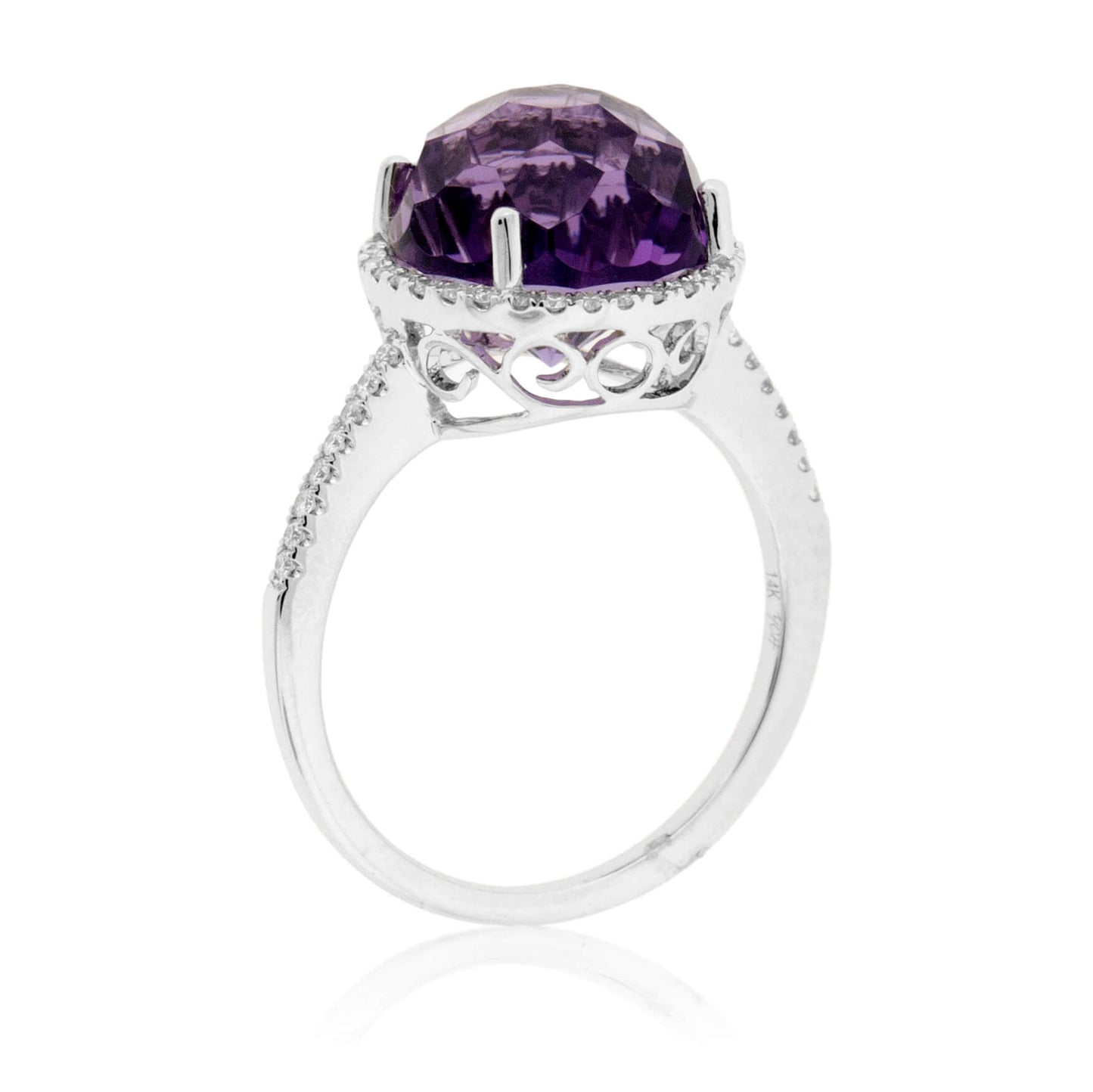 Fancy Daisy Cut Amethyst with Diamond Halo Ring - Park City Jewelers