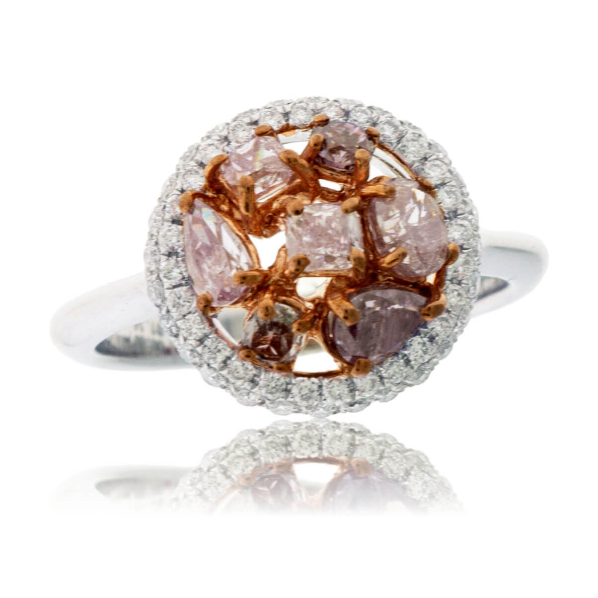 Fancy Natural Pink Diamond & Diamond Halo Ring - Park City Jewelers