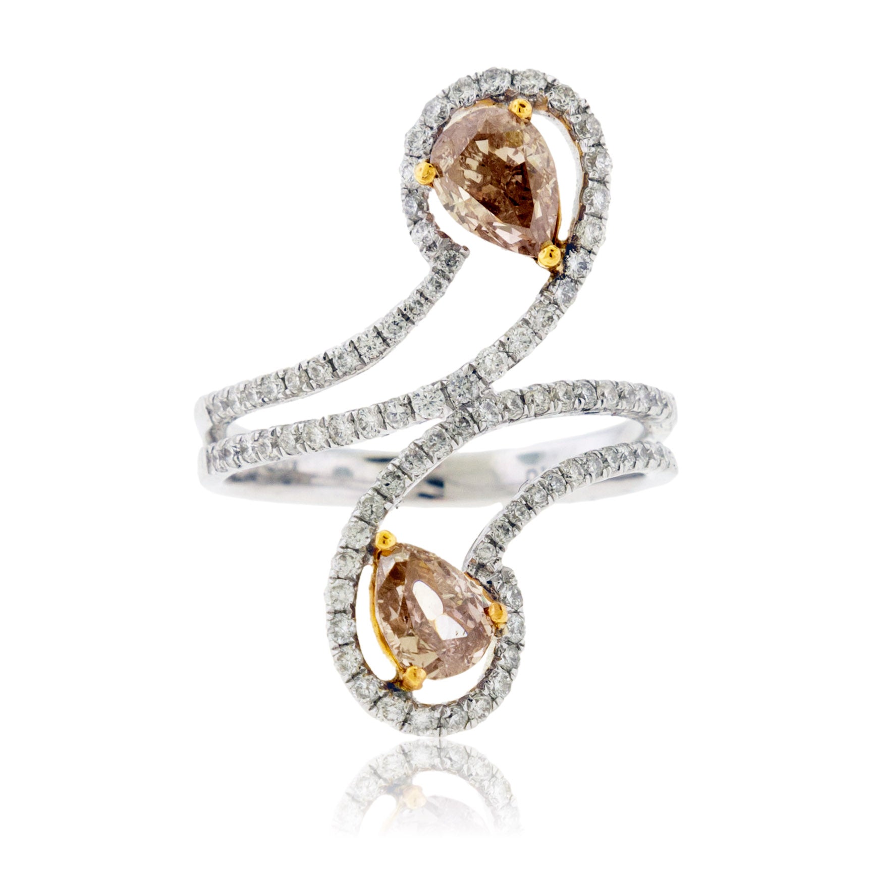 Fancy Natural Pink Pear Diamond & Diamond Accented Ring - Park City Jewelers