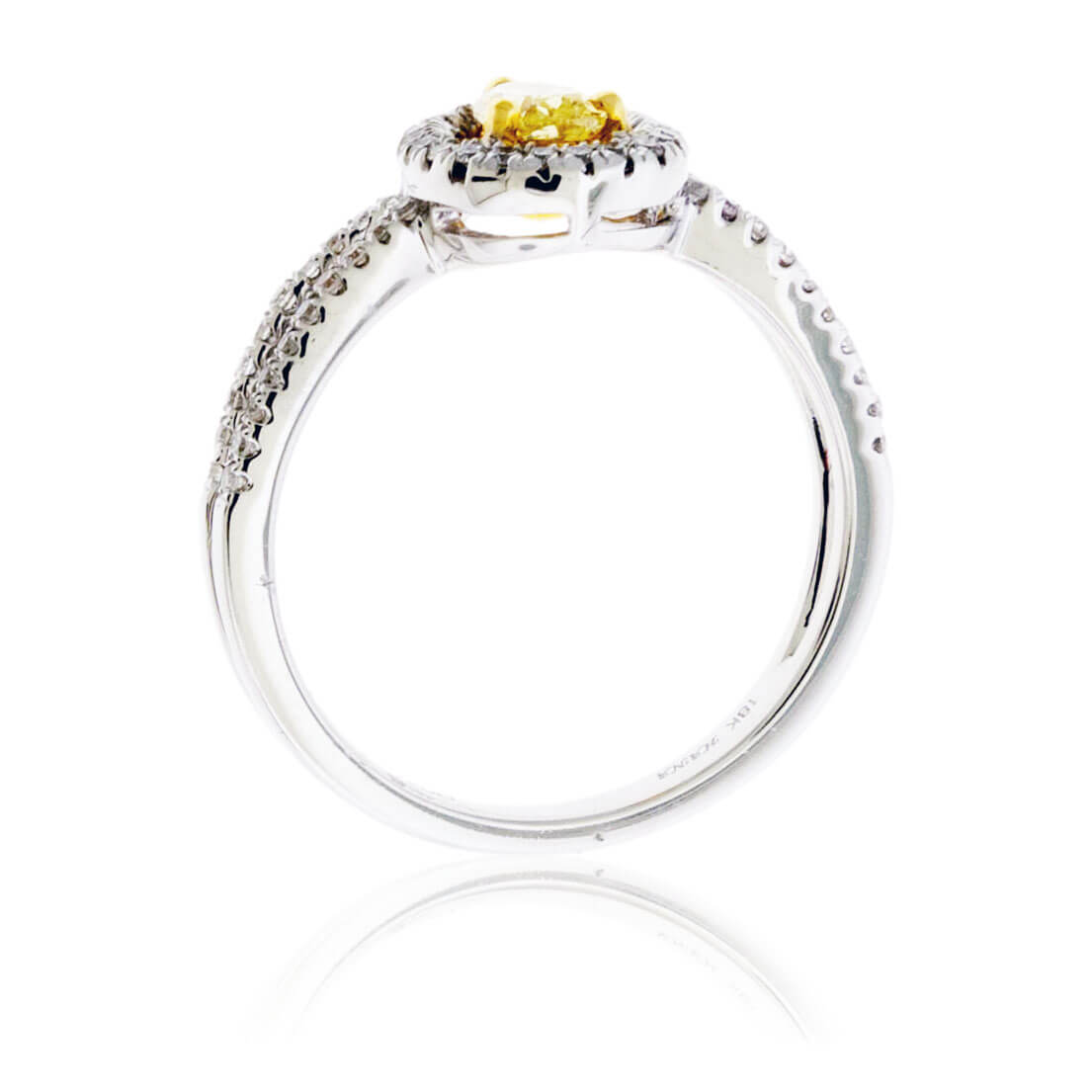 Fancy Natural Yellow Diamond with Diamond Halo Ring - Park City Jewelers