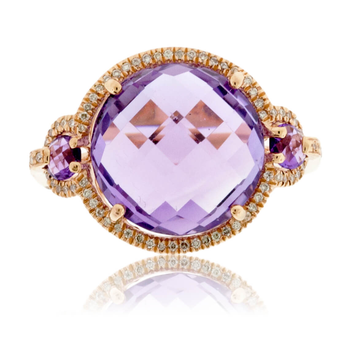 Fancy Round Cut Amethyst and Diamond Halo Ring - Park City Jewelers