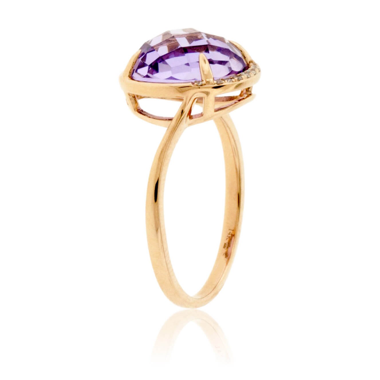Fancy Round Cut Amethyst and Diamond Halo Ring - Park City Jewelers