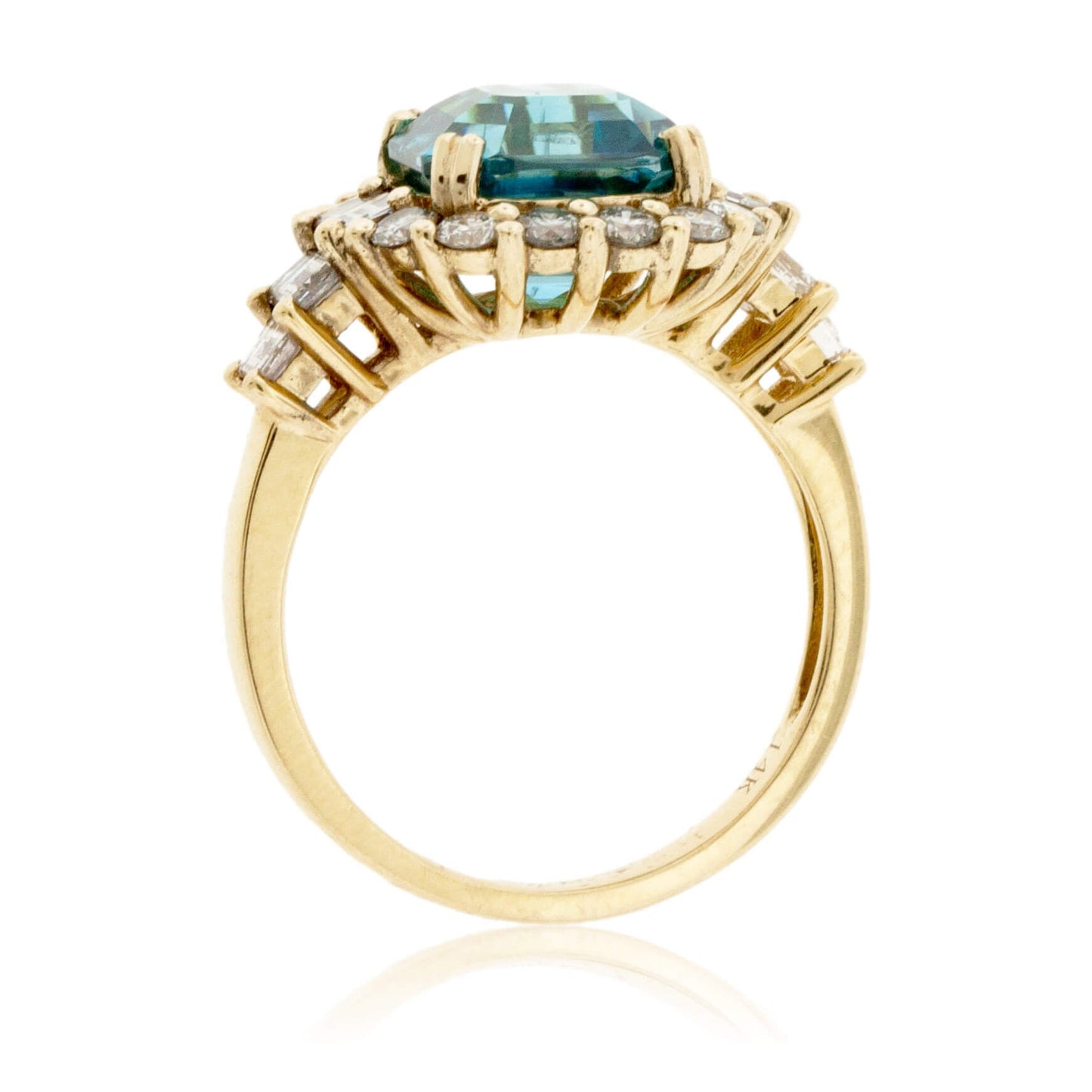 Fancy Step Cut Blue Zircon & Diamond Ring - Park City Jewelers