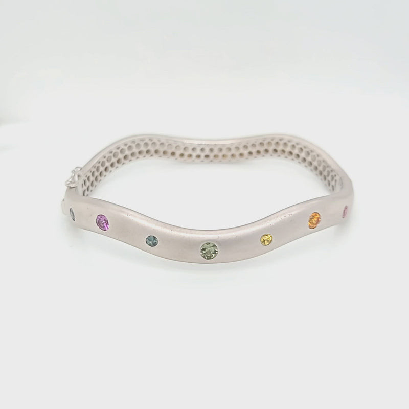 Silver Rainbow Sapphire Flush Set Bracelet