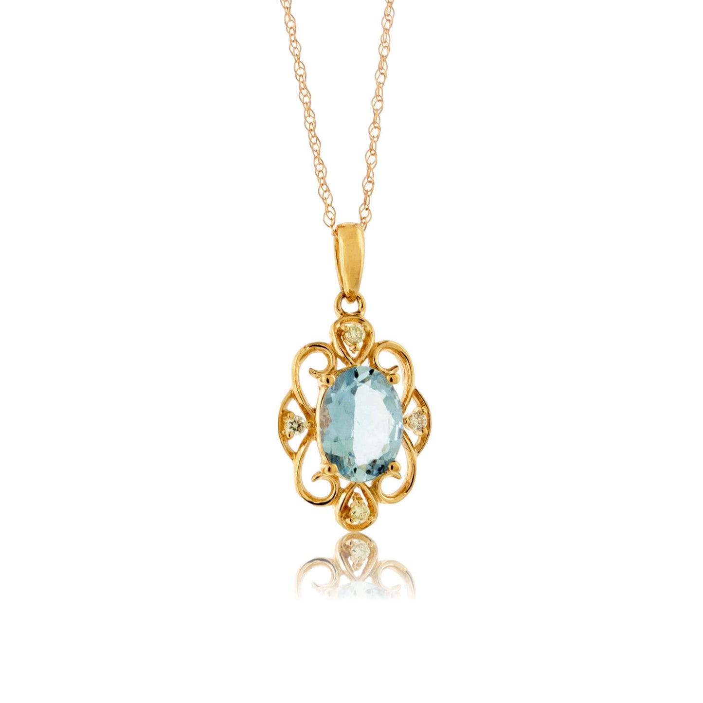 Filigree Style Aquamarine Pendant - Park City Jewelers