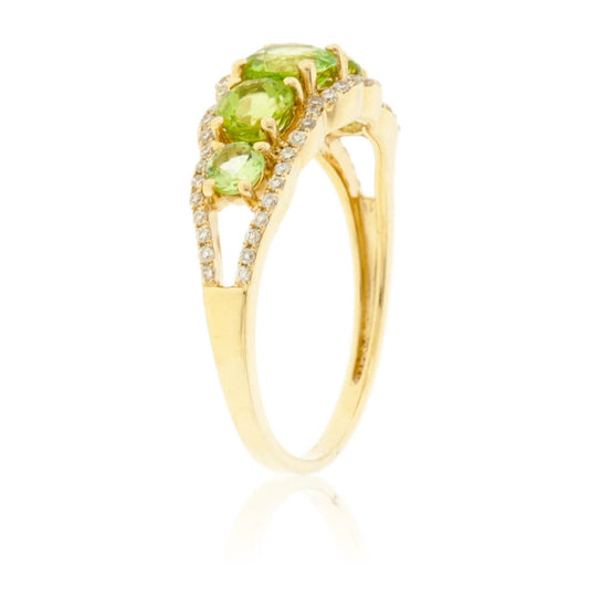 Five Stone Peridot & Diamond Ring - Park City Jewelers