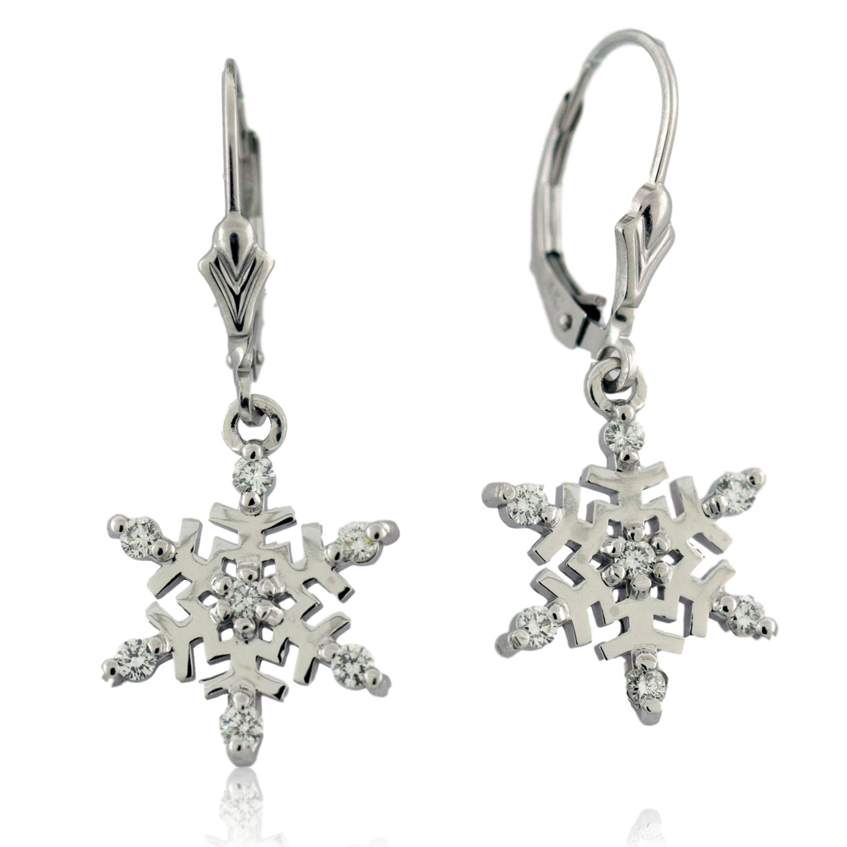 Flat Snowflake Diamond Earrings - Park City Jewelers
