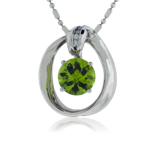 Floating Peridot and Diamond Pendant - Park City Jewelers