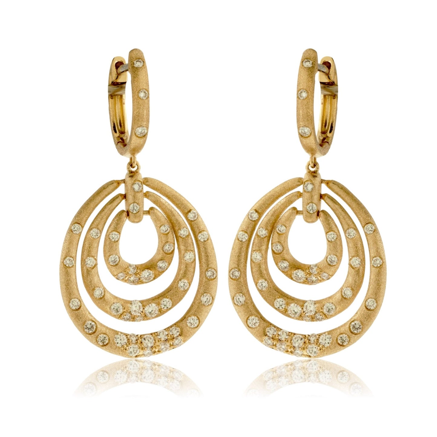Flush Set Diamond Multi Circle Dangle Earrings - Park City Jewelers